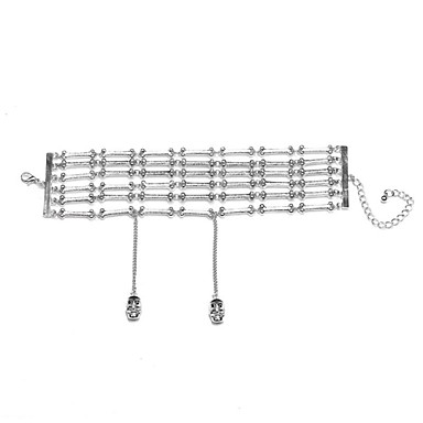 Серебряный тон Ссылка браслет с костей Detail манжеты браслет