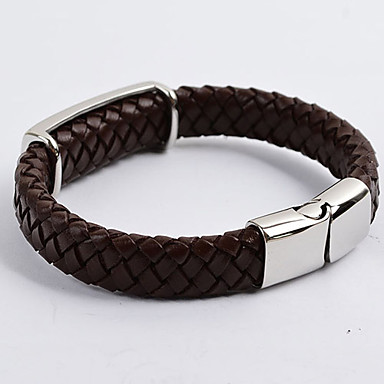 Урожай из нержавеющей стали Череп Weave Кожаный браслет