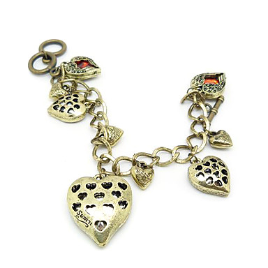 Crystal-Шипованная Heart-Shaped Vintage браслет