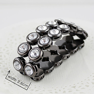 Черный Двухрядные Круглый Rhinestone браслета