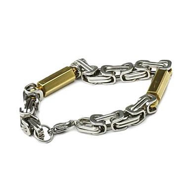 Золотой Шестигранная Titanium стальные колонны Браслет-цепочка