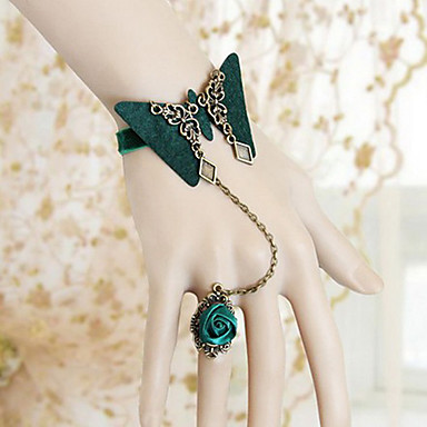 Черновато Green Flower Butterfly Браслет-манжета