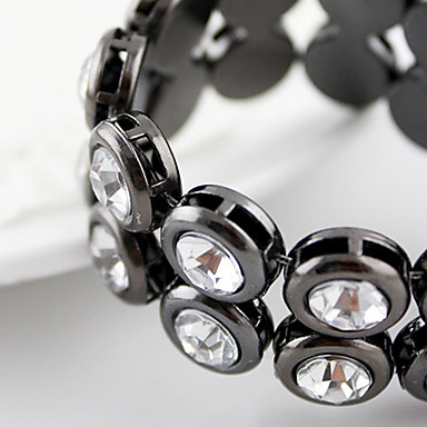 Черный Двухрядные Круглый Rhinestone браслета