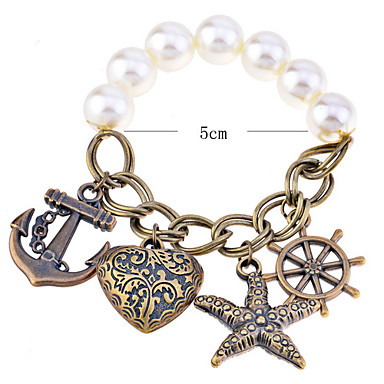 Lureme Vintage Anchor Шарм Pearl Упругие браслет