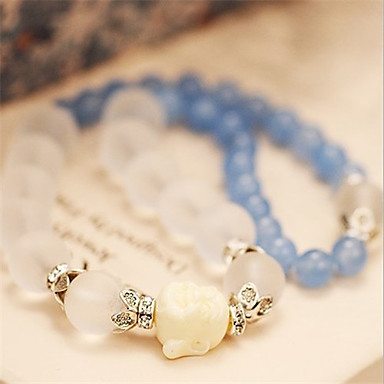 подарок для подруги сладкого 15см ассорти цвета кристалл нити браслет (синий, розовый) (1 шт)