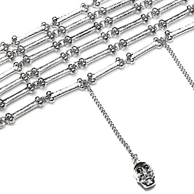 Серебряный тон Ссылка браслет с костей Detail манжеты браслет