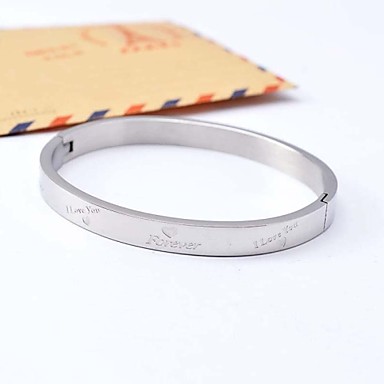 Мода I Love You Forever 6 см Женская Серебряный нержавеющей стали 316L браслет
