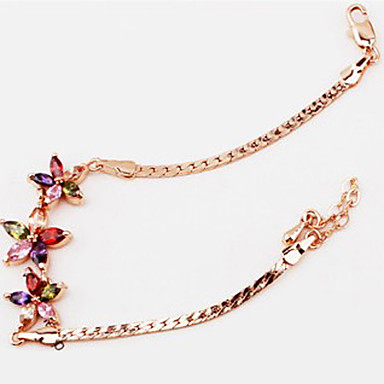 Цветные Чешская Цирконий Flower форме 18K позолоченный Bracelace
