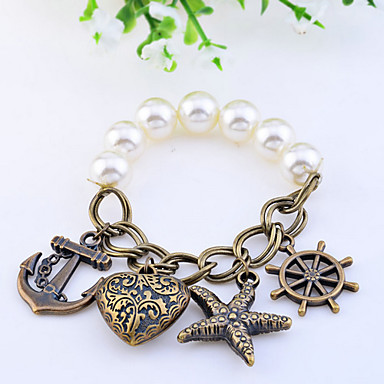 Lureme Vintage Anchor Шарм Pearl Упругие браслет