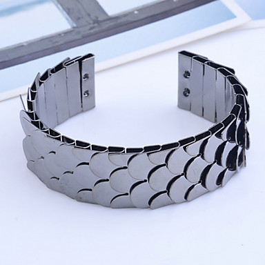 Gunmetal покрытием рыбьей чешуи Shaped браслет манжеты
