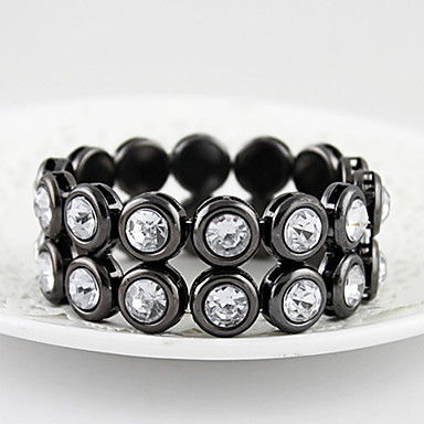Черный Двухрядные Круглый Rhinestone браслета