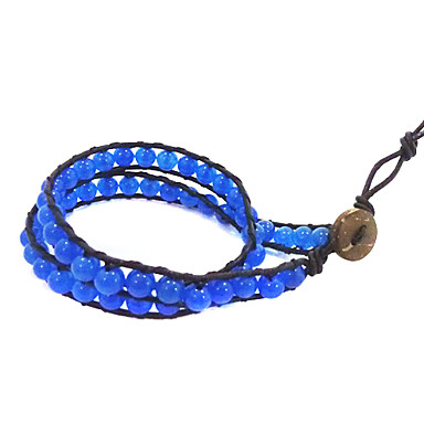 Простой Дружба Ткачество искусственная кожа 2 упаковка браслет Gemstone европейского бисера