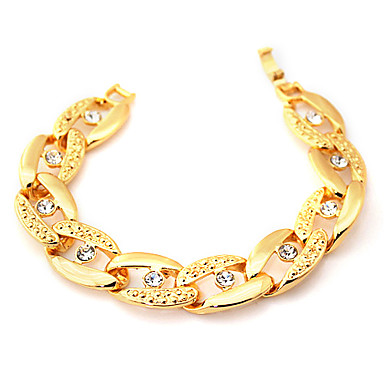 Коренастый браслеты для мужчин Фигаро \ Женщины Настоящее 18K позолоченные браслеты Rhinestone Crystal ювелирные изделия Качество ювелирных изделий