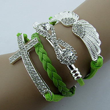 Изящные Крыло ангела Форма с Rhinestone кожаный браслет обруча (1 шт) (Подробнее Цвет)