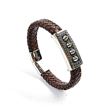 Панк заклепки Weave Кожаный браслет