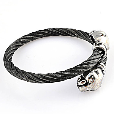 Львиная голова Black / Silver кабеля нержавеющей стали браслет