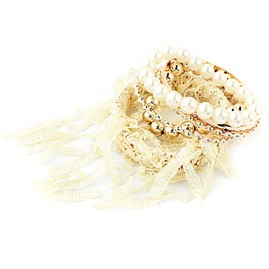 Позолоченные Перл Кружева Сплав связи многорядового браслет (разных цветов)