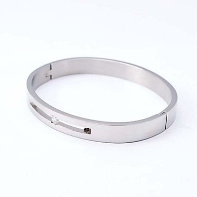 Мода 6.5cm Женская Серебряный 316LStainless стали выдалбливают Алмазный браслет