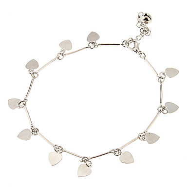 Персик сердца шт комбинация металла Anklet (Platinum)