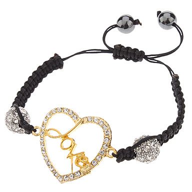 Любовь в сердца Rhinestone шипованных вязать Bracelace