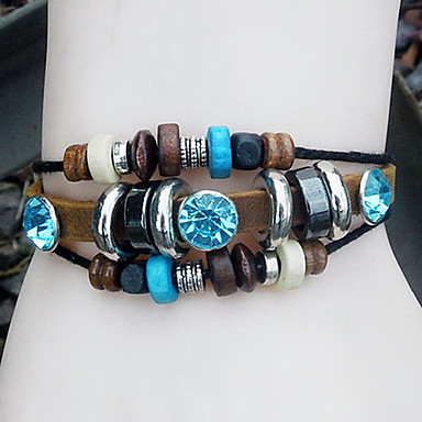 Кожаный браслет из бисера