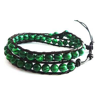 Стиль Vintage Дружба Ткачество  кожаный браслет обруча Gemstone европейского бисера