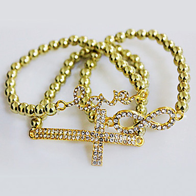 Сладостных Женская Набор из 3 Любовь / Креста / Бесконечности Shaped Rhinestone Акриловые бусы Strand браслет (красный, синий и более)