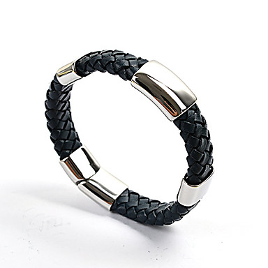 Высокая полированная нержавеющая сталь Очаровательная Weave Кожаный браслет