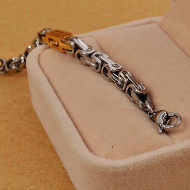 Урожай 22см Мужская Многоцветный Золотой нержавеющей стали Great Wa Chain и ссылка браслет