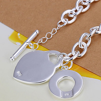 В форме сердца серебряный кулон позолоченный браслет