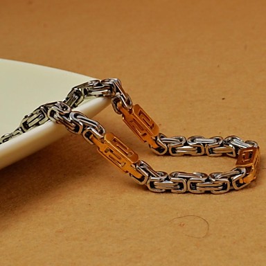 Урожай 22см Мужская Многоцветный Золотой нержавеющей стали Great Wa Chain и ссылка браслет