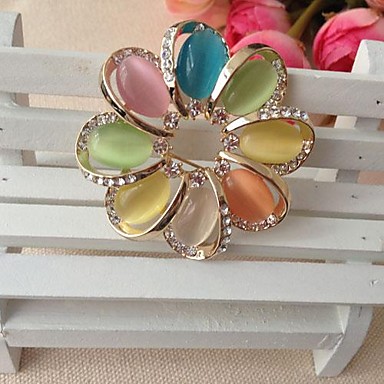 Мода-жа 5,2 см смешанный цвет опал брошь цветок