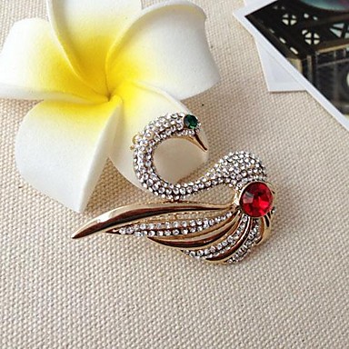 Г-жа Мода 4 см Красный Кристалл Золото Проба Лебединое Брошь