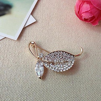 Мода-жа 4,7 см белый Циркон Листья брошь