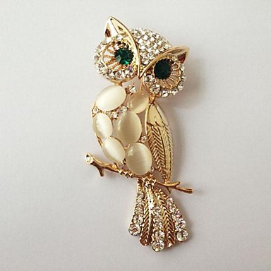 Г-жа Мода 7 CM белый опал Циркон Сова Брошь