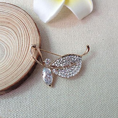 Мода-жа 4,7 см белый Циркон Листья брошь