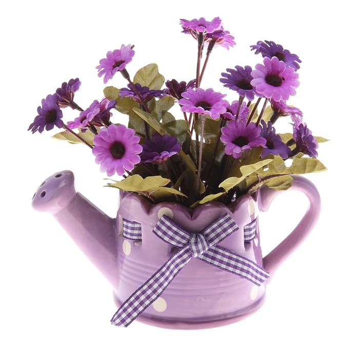 Композиция мини стиль в яркой леечке 14*14 см василек