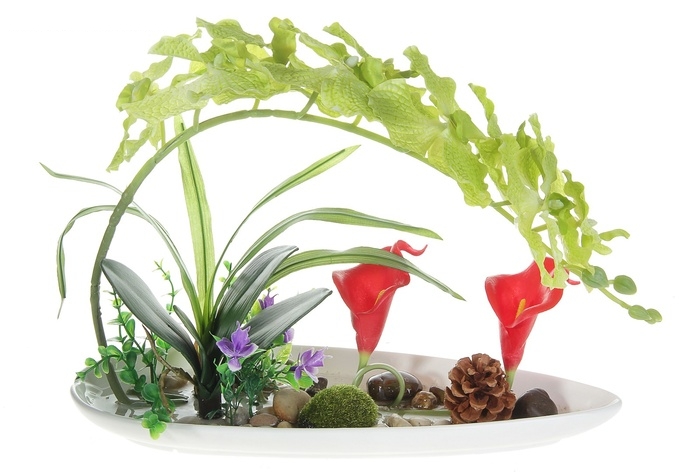 Композиция орхидея в чаше 30*37 см камешки