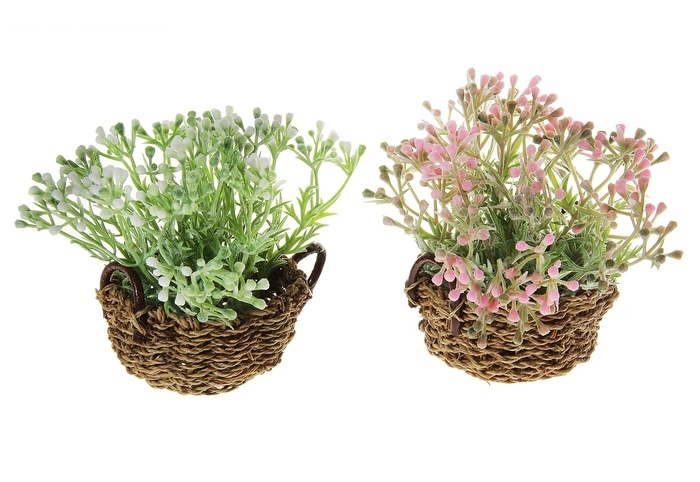 Композиция мини стиль корзина 8*10 см цветение