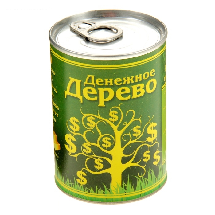 Растущая трава в консервной банке Денежное дерево, клевер