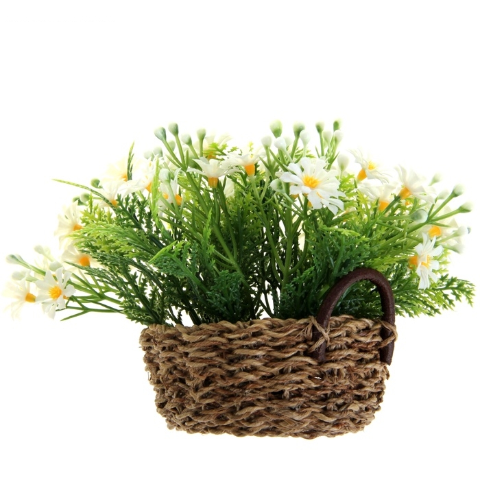 Композиция мини стиль корзина 8*10 см ромашки