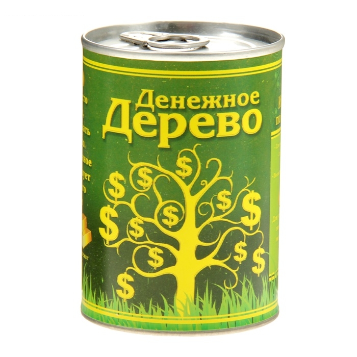 Растущая трава в консервной банке Денежное дерево, клевер