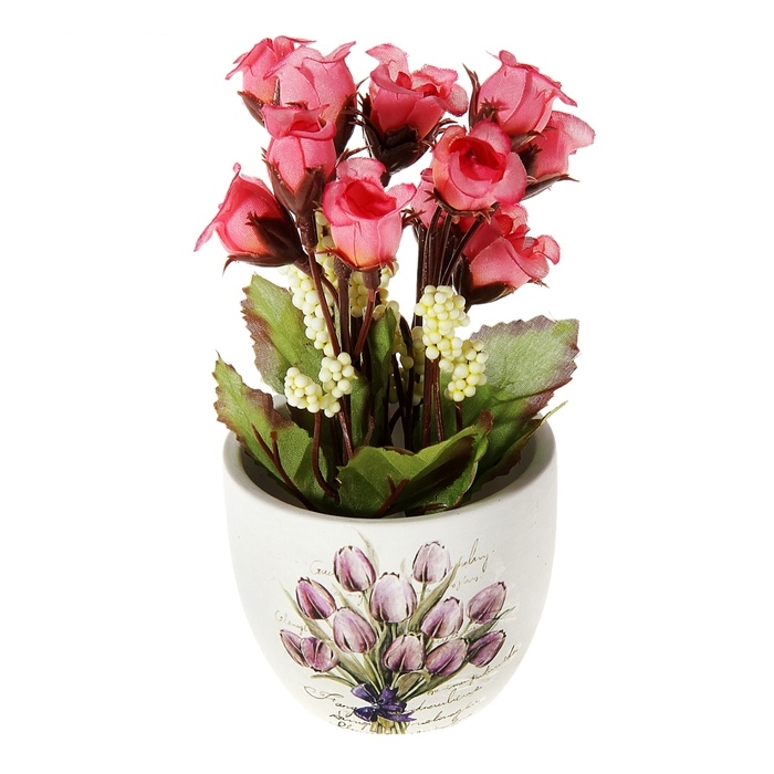 Композиция в горшке роспись 15*7 см розочки