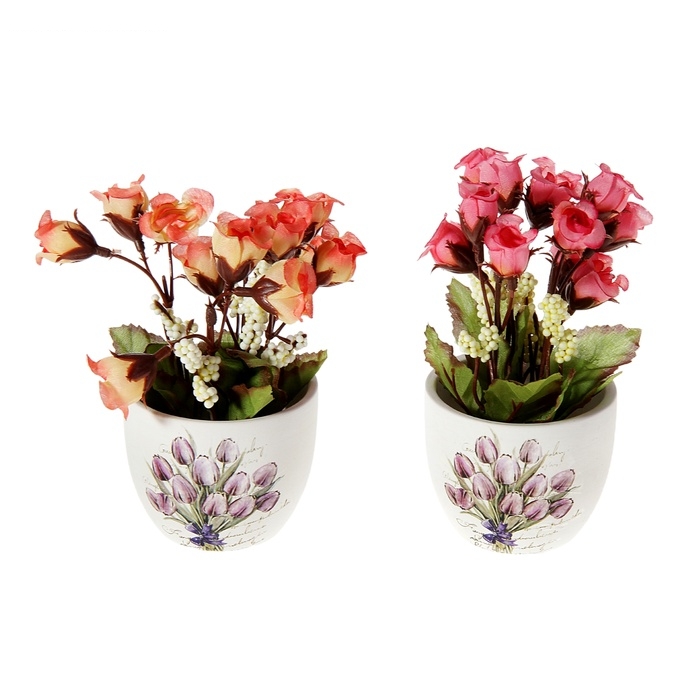 Композиция в горшке роспись 15*7 см розочки