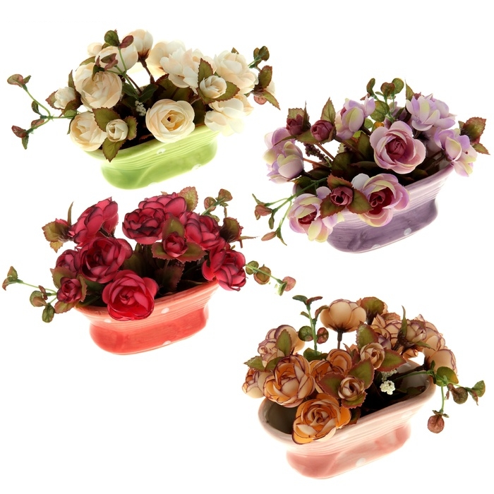Композиция мини стиль 13*13 см чаша цветная розы