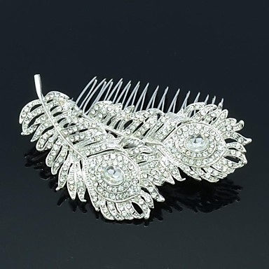 Сплава и Rhinestone Женские Свадебный Люкс 2 Перья волос гребень
