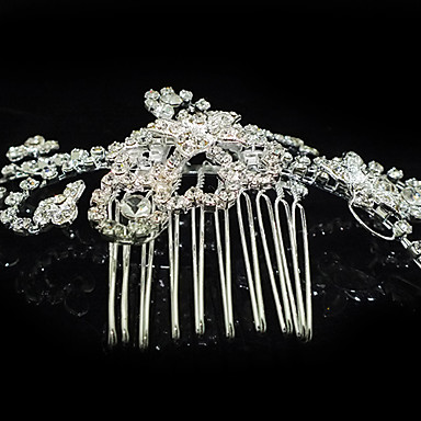 Сладкий Серебряный Rhinestone волосы расческой для женщин (серебро) (1 шт)