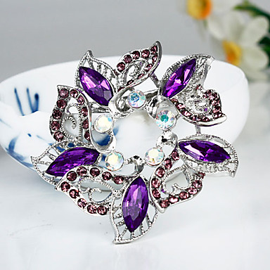 Женская мода Фиолетовый Кристалл Посеребренная Брошь
