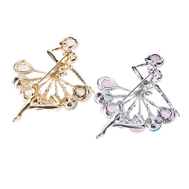 Кристалл высокого качества Золотое покрытие Балерина Девушка Брошь