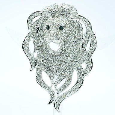 Красивая Мужской Лев Брошь Брошь Pin с Crysta
